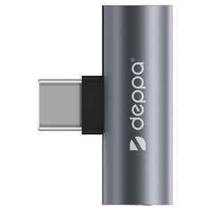Переходник Type-C на AUX 3.5 mm Jack / Type-C, 2А, Deppa (не работает с Самсунгами)