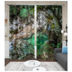 Фотошторы "Озеро вулкана" 145*260 см, 2шт Сирень