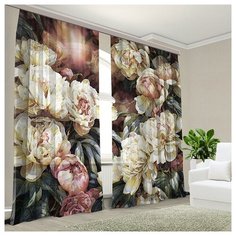 Фототюль Элегия: Пионы 150*270 (2 шт.) МарТекс