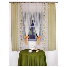 Тюль Византия "Паола" 2149, белый, хаки, 350*175 см