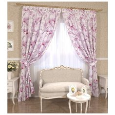 Комплект штор с подхватами 07808, 145*260 см, штора 2 шт, подхват 2 шт. Сирень