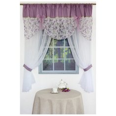 Тюль с ламбрекеном Византия "Соната" фиолетовый, тюль: 280*180 см, ламбрекен: 250*70 см