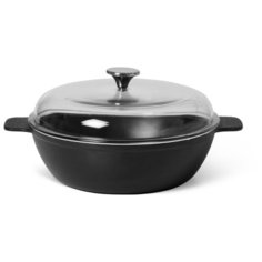 Сотейник Fissman NOMADA 28x8 см / 4.1 л со стеклянной крышкой (чугун) (4004)