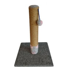 Когтеточка-столбик +игрушка на резинке (джут),"Чистый котик" , 35/35/49