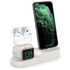 Подставка Deppa для зарядки 3-в-1 (iPhone, AirPods 1/2/Pro, Apple Watch 1/2/3/4/5), силикон, кремовый