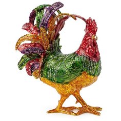 МЕТАЛЛИЧЕСКАЯ ШКАТУЛКА ПЕТУХ S-3827 ЗЕЛЕНЫЙ Ismat Decor