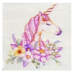 Салфетки бумажные «Прекрасный единорог», набор 20 шт., 33х33 см Страна Карнавалия