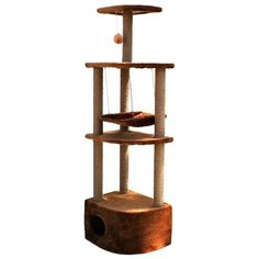 Игровой комплекс "Маугли", с домиком, 4 этажа, качели, (мех, джут, поролон), 49*36*170 (h) см, цвет: св.-коричневый Зоосиндикат
