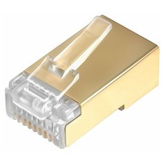 Коннектор для патч корда RJ-45 категория 6 экранированный 24K GOLD витая пара набор коннекторов для Lan кабелей 10шт GCR 03046