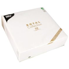 Салфетки бумажные PAPSTAR ROYAL, 40х40 см, 1-слойные, 50 шт\уп, белый