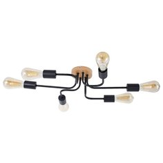 Люстра потолочная "Норд" 6хЕ27х60Вт, черный и натуральный, Дубравия