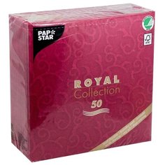Салфетки бумажные PAPSTAR ROYAL CASALI, 40х40 см, 1-слойные, 50 шт, бордовый