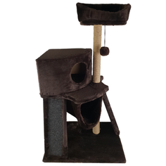 Игровой комплекс для кошек "Лео", с двумя когтеточками, домиком и лежанкой. 60х45х110см, коричневый. Зоосиндикат