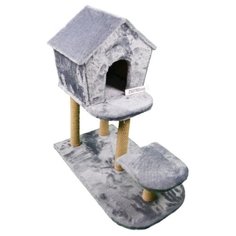 Игровой комплекс "Доминик", с полкой, (мех, джут, поролон), 75*45*100 (h) см, цвет: серый Зоосиндикат