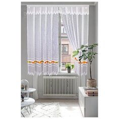Жаккард Тюль Кухонная, Цветная на белом фоне,состоит из двух полотен, PAPION 9124534/175/340, шир. (150+150) см. х выс. 175 см.