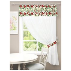 Тюль с подхватом и ламбрекеном "Красный цветок", 250*200 см. Сирень