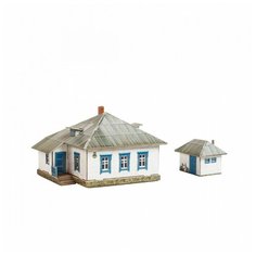 Умная бумага 3D пазл - Сельский дом №1 Строения для железной дороги 1:87 35 деталей (494)
