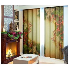 Фотошторы "Новогодний декор", 145*260 см, 2 шт. Сирень