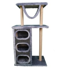 Игровой комплекс "Патрик" трехуровневый с трехэтажным домиком и когтеточкой (мех джут) цвет: Зоосиндикат