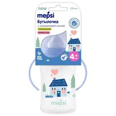 Бутылочка для кормления с широким горлышком с силиконовой соской, с ручками, 270 мл, 4+ мес., "House" Mepsi