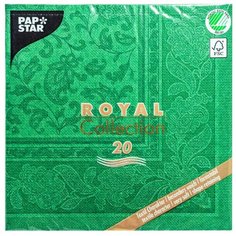 Салфетки бумажные PAPSTAR ROYAL COLLECTION 40х40 см 3-слойные 20\уп шт зеленый