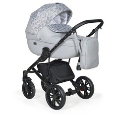 Коляска MIO+F 3в1 (Indigo) (Mi 03 (св.серая кожа+серый узор))