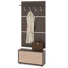 Вешалка с тумбой для обуви ВШ-3.3, цвет дуб венге/белёный дуб