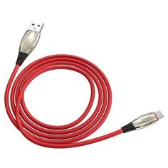 Кабель USB - Type-C HOCO U71 Star, 1.2м, круглый, 3.0A, ткань, подсветка,красный