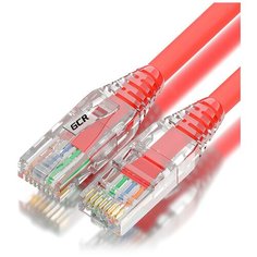 Патч-корд UTP для подключения к интернету GCR LSZH кат5e ethernet high speed 1 Гбит/с CCA RJ45 малодымный красный 0.5м