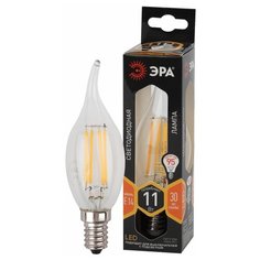 Лампа светодиодная ЭРА F-LED BXS-11W-827-E14 (филамент, свеча на ветру, 11Вт, тепл, E14) ERA