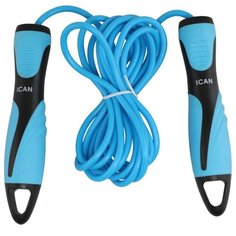 Скакалка ICAN IRP-102 PVC, с эргономичной ручкой, синяя/черная, 3,05 м