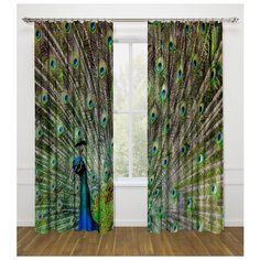 Фотошторы "Изящество павлина", 145*260 см, 2 шт. Сирень