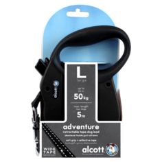 Alcott Adventure L - Поводок-рулетка для собак 5 метров до 50 кг, лента 275.676 Черный