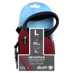 Alcott Adventure L - Поводок-рулетка для собак 5 метров до 50 кг, лента 275.721 Бордовый