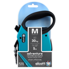 Alcott Adventure M - Поводок-рулетка для собак 5 метров до 30 кг, лента 275.616 Голубой