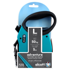 Alcott Adventure L - Поводок-рулетка для собак 5 метров до 50 кг, лента 275.691 Голубой