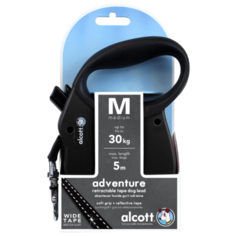 Alcott Adventure M - Поводок-рулетка для собак 5 метров до 30 кг, лента 275.601 Черный