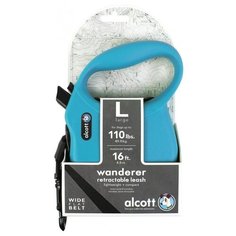 Alcott Wanderer L - Поводок-рулетка для собак 5 метров до 50 кг, лента 275.267 Голубой