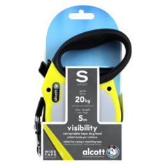 Alcott Visibility S - Поводок-рулетка для собак 5 метров до 20 кг, лента 275.785 Желтый