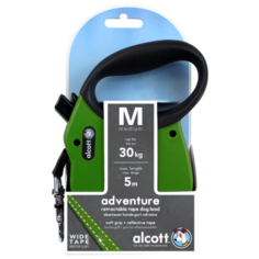 Alcott Adventure M - Поводок-рулетка для собак 5 метров до 30 кг, лента 275.631 Зеленый