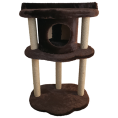 Игровой комплекс с домиком, лежанкой и когтеточками для кошек "Клауди", 41х60х90см, коричневый Зоосиндикат