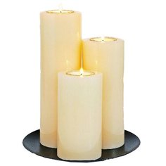 Набор свечей-подсвечников под чайные свечи ТРИАДА, кремовые, 25 см, Омский Свечной 180523-свеча