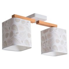 Люстра потолочная "Надя", 2хE27x60Вт, белый и натуральный, лепестки, Дубравия, 028-511-22