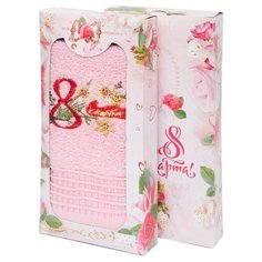 Подарочное махровое полотенце "Первоцвет-шоколадка"; Розовый;Размер: 34 х 71 Всё себе