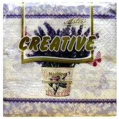 Салфетки бумажные "Creative" Лаванда, 25х25 см, 3 слоя Aster