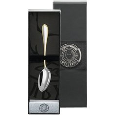 Ложка кофейная посеребренная с позолотой "Капелька" в футляре Кольчугинский мельхиор
