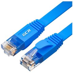 GCR Патч-корд PROF плоский прямой 10.0м кат.6 синий ethernet high speed 10 Гбит/с UTP для интернета