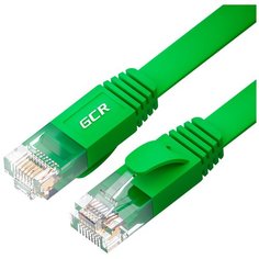GCR Патч-корд PROF плоский прямой 5.0м кат.6 зеленый ethernet high speed 10 Гбит/с UTP для интернета