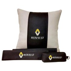 67614 Подарочный набор с логотипом RENAULT, подушка в салон, накладки и ключница Auto Premium