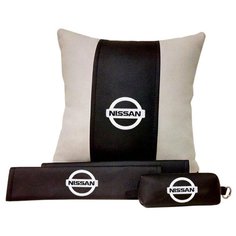 67605 Подарочный набор с логотипом NISSAN, подушка в салон, накладки и ключница Auto Premium